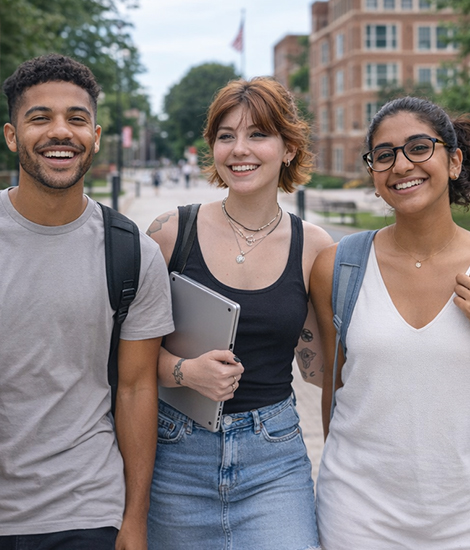 group of diverse college students