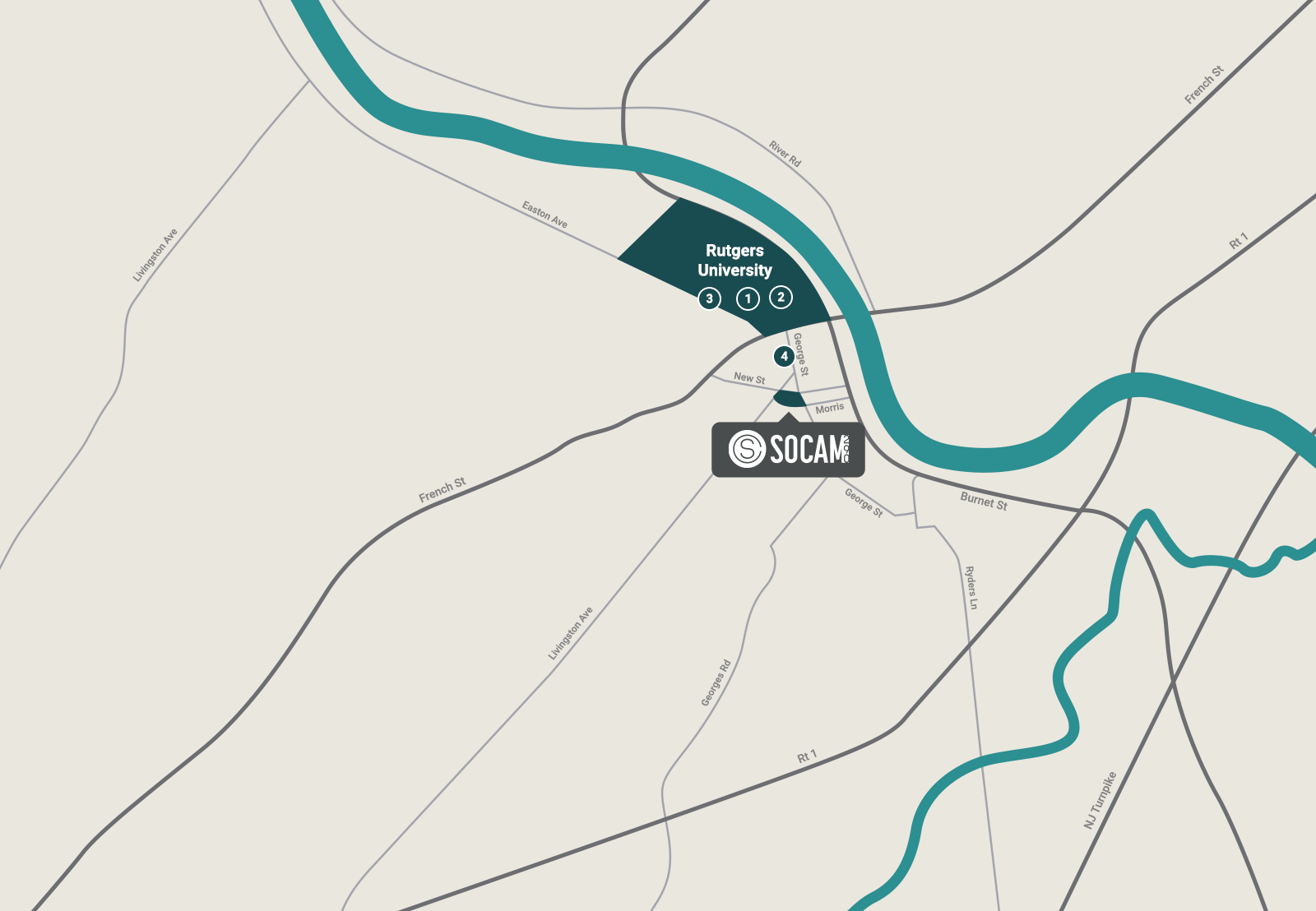 Eats and Drinks Map Key locations